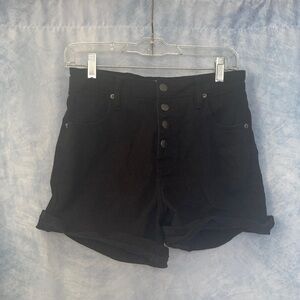 Hot Topic Women's High Waisted Black Shorts Size 7 Juniors Button Detailing